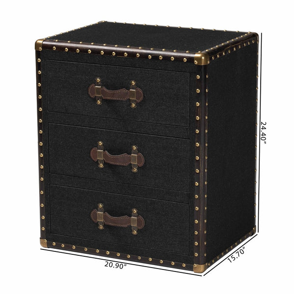 Baxton Studio Baxton Studio Mallison Vintage 3-Drawer End Table with Industrial Design and Practical Storage Solutions Black JY23B241-Black-ET