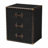 Baxton Studio Mallison Vintage Black Canvas 3-Drawer End Table