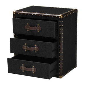 Baxton Studio Baxton Studio Mallison Vintage 3-Drawer End Table with Industrial Design and Practical Storage Solutions Black JY23B241-Black-ET