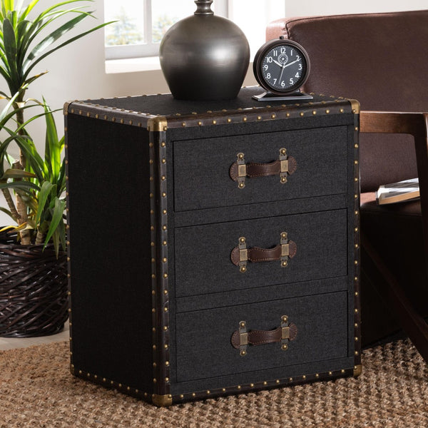 Baxton Studio Baxton Studio Mallison Vintage 3-Drawer End Table with Industrial Design and Practical Storage Solutions Black JY23B241-Black-ET
