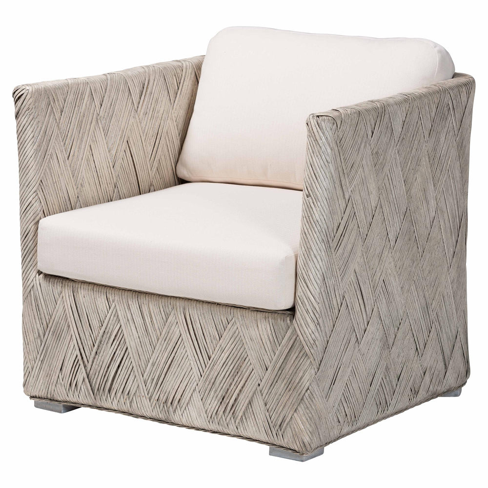 Baxton Studio Bali Melbourne Natural Rattan Lounge Chair - Handwoven Tuxedo Armchair With Removable Cushions And Compact Footprint Melbourne-White Wash-Cushion-CC