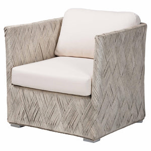 Baxton Studio Bali Melbourne Natural Rattan Lounge Chair - Handwoven Tuxedo Armchair With Removable Cushions And Compact Footprint Melbourne-White Wash-Cushion-CC