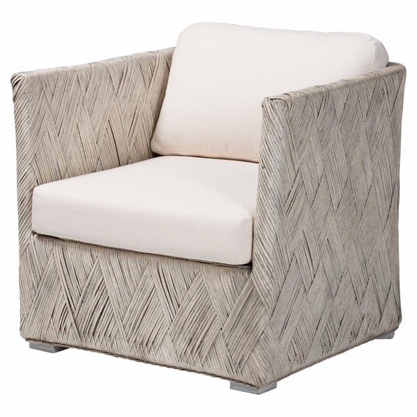 Baxton Studio Bali Melbourne Natural Rattan Lounge Chair - Handwoven Tuxedo Armchair With Removable Cushions And Compact Footprint Melbourne-White Wash-Cushion-CC