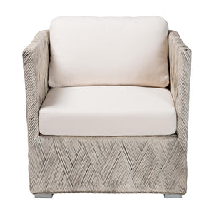 Baxton Studio Bali Melbourne Natural Rattan Lounge Chair - Handwoven Tuxedo Armchair With Removable Cushions And Compact Footprint Melbourne-White Wash-Cushion-CC