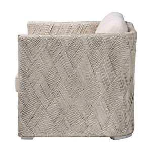 Baxton Studio Bali Melbourne Natural Rattan Lounge Chair - Handwoven Tuxedo Armchair With Removable Cushions And Compact Footprint Melbourne-White Wash-Cushion-CC