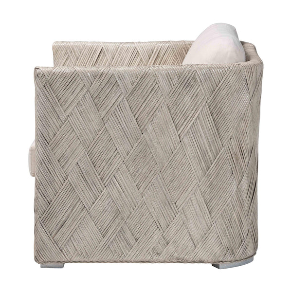 Baxton Studio Bali Melbourne Natural Rattan Lounge Chair - Handwoven Tuxedo Armchair With Removable Cushions And Compact Footprint Melbourne-White Wash-Cushion-CC