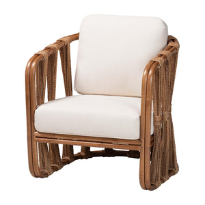 bali & pari Westham Bohemian Natural Rattan and Seagrass Arm Chair