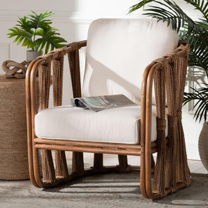 Baxton Studio bali Westham Bohemian Rattan & Seagrass Arm Chair - Handcrafted Comfort for Serene Living Spaces Westham-Light Brown-CC