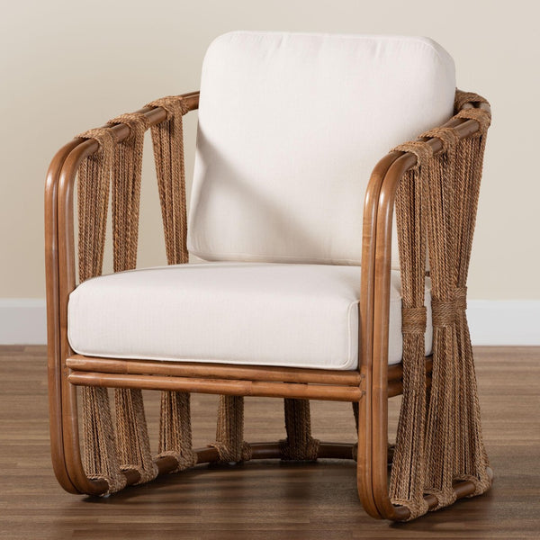 Baxton Studio bali Westham Bohemian Rattan & Seagrass Arm Chair - Handcrafted Comfort for Serene Living Spaces Westham-Light Brown-CC