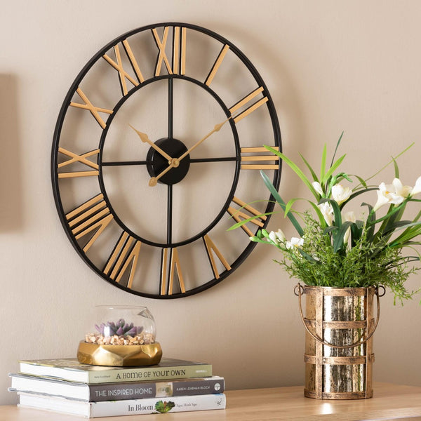 Baxton Studio Baxton Studio Auden Stylish Black and Gold Metal Wall Clock – Modern Industrial Home Décor Accent JY23B456-Metal Wall-Clock