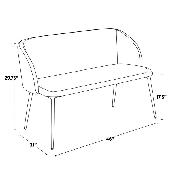English Elm Bench Velvet Upholstered Glam Seating with Chrome Legs for Bedroom or Entryway B202P471366
