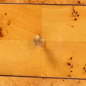 Baxton Studio bali Ghina Modern Nightstand in Natural Mappa Real Burl Wood – 1 Drawer & Open Shelf for Storage SVN-1517B-Natural Burl Op1-Ghina-NS