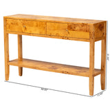 bali & pari Ghina Modern and Contemporary Natural Light Mappa Burl Wood 2-Drawer Console Table