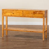 bali & pari Ghina Modern and Contemporary Natural Light Mappa Burl Wood 2-Drawer Console Table