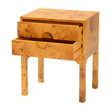 bali & pari Kayla Modern and Contemporary Natural Light Mappa Burl Wood 2-Drawer Nightstand