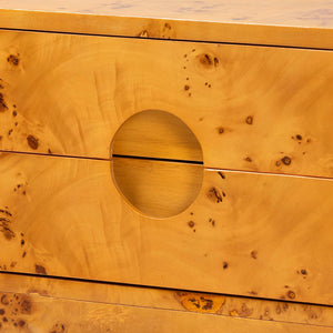 bali & pari Kayla Modern and Contemporary Natural Light Mappa Burl Wood 2-Drawer Nightstand