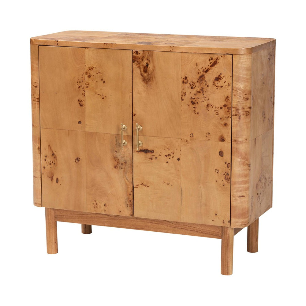 Baxton Studio bali Bali Latika Modern Storage Cabinet - Handcrafted Natural Mappa Burl Wood with Unique Design & Elegance SVN-789-Natural Burl-Blopy-Cabinet