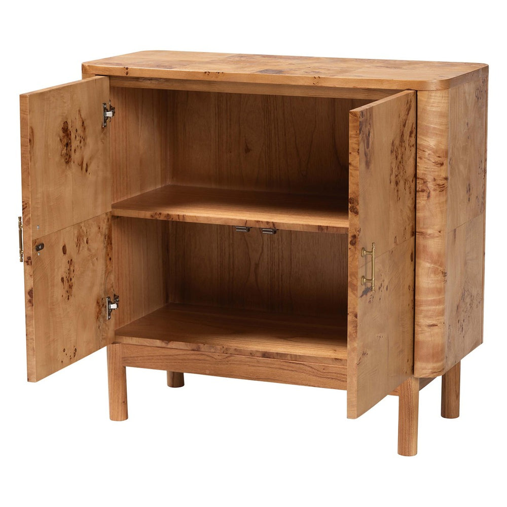 Baxton Studio bali Bali Latika Modern Storage Cabinet - Handcrafted Natural Mappa Burl Wood with Unique Design & Elegance SVN-789-Natural Burl-Blopy-Cabinet