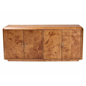 Baxton Studio bali Valora Modern 4-Door Sideboard Buffet in Natural Mappa Burl Wood – Unique & Functional Elegance SVN-1296-Natural Burl-Mega-Cabinet