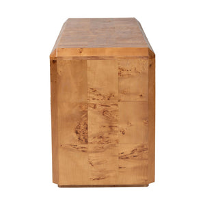 Baxton Studio bali Valora Modern 4-Door Sideboard Buffet in Natural Mappa Burl Wood – Unique & Functional Elegance SVN-1296-Natural Burl-Mega-Cabinet