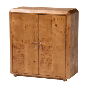 Baxton Studio bali Valora Modern Natural Mappa Burl Wood 2-Door Console Cabinet - Unique Storage & Display Solution SVN-1308B-Natural Burl-Nebu-2DR-Cabinet