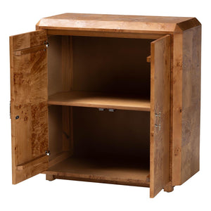 Baxton Studio bali Valora Modern Natural Mappa Burl Wood 2-Door Console Cabinet - Unique Storage & Display Solution SVN-1308B-Natural Burl-Nebu-2DR-Cabinet
