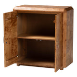 bali & pari Valora Modern and Contemporary Natural Mappa Burl Wood 2-Door Console Cabinet