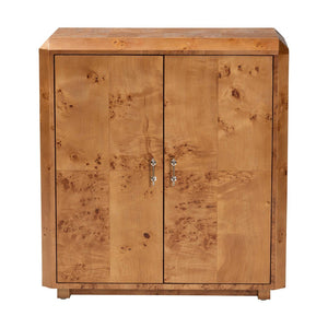 Baxton Studio bali Valora Modern Natural Mappa Burl Wood 2-Door Console Cabinet - Unique Storage & Display Solution SVN-1308B-Natural Burl-Nebu-2DR-Cabinet