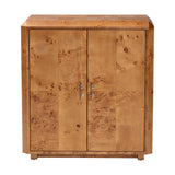 bali & pari Valora Modern and Contemporary Natural Mappa Burl Wood 2-Door Console Cabinet