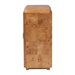 Baxton Studio bali Valora Modern Natural Mappa Burl Wood 2-Door Console Cabinet - Unique Storage & Display Solution SVN-1308B-Natural Burl-Nebu-2DR-Cabinet