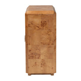 bali & pari Valora Modern and Contemporary Natural Mappa Burl Wood 2-Door Console Cabinet