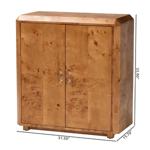 Baxton Studio bali Valora Modern Natural Mappa Burl Wood 2-Door Console Cabinet - Unique Storage & Display Solution SVN-1308B-Natural Burl-Nebu-2DR-Cabinet
