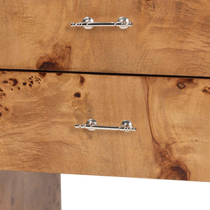 Baxton Studio bali Nebu Modern Nightstand - Handcrafted Natural Mappa Burl Wood with Unique Grain Patterns & Storage SVN-1311-Natural Burl-Nebu-NS