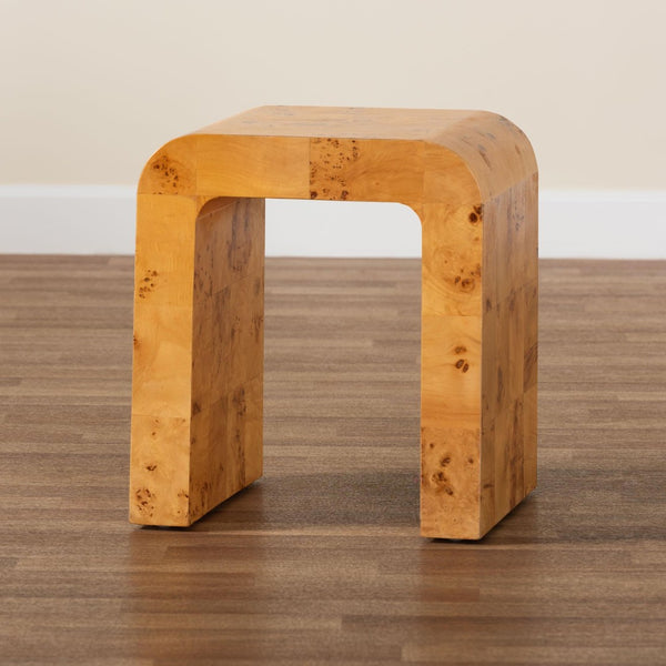 Baxton Studio bali Revelle Modern Natural Burl Wood End Table - Handcrafted, Unique Design for Living Spaces SVN-1140-Natural Burl Op1-Okin-ET
