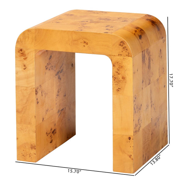 Baxton Studio bali Revelle Modern Natural Burl Wood End Table - Handcrafted, Unique Design for Living Spaces SVN-1140-Natural Burl Op1-Okin-ET