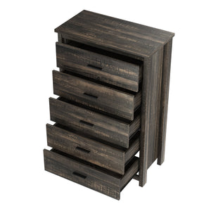English Elm 4PCS Queen Bedroom Set with Storage Headboard & Built‑In Charging Station, 2 Nightstands, Dresser Antique Gray 54.25 L x 18.75 W x 9.25 H N733S307937A