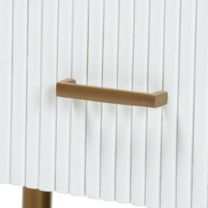 Baxton Studio bali Bali Beyla Mid-Century Dresser: Stylish White Fluted Wood & Gold Metal with 3 Drawers, Fully Assembled! SVN-1240-White/Gold-Dubai-3DW-Dresser