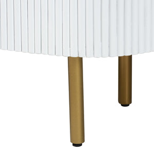 Baxton Studio bali Bali Beyla Mid-Century Dresser: Stylish White Fluted Wood & Gold Metal with 3 Drawers, Fully Assembled! SVN-1240-White/Gold-Dubai-3DW-Dresser