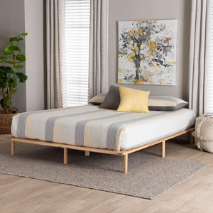 Baxton Studio Baxton Studio Calhoun Japandi Queen Bed Frame - Elegant Low-Profile Design with Durable Wood Support BBT61200-Natural-Queen