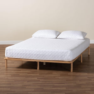 Baxton Studio Baxton Studio Calhoun Japandi Queen Bed Frame - Elegant Low-Profile Design with Durable Wood Support BBT61200-Natural-Queen
