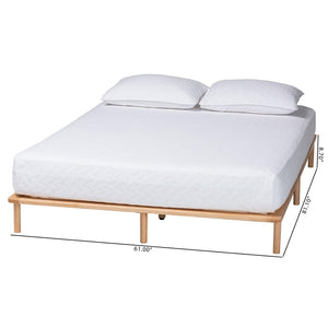 Baxton Studio Baxton Studio Calhoun Japandi Queen Bed Frame - Elegant Low-Profile Design with Durable Wood Support BBT61200-Natural-Queen