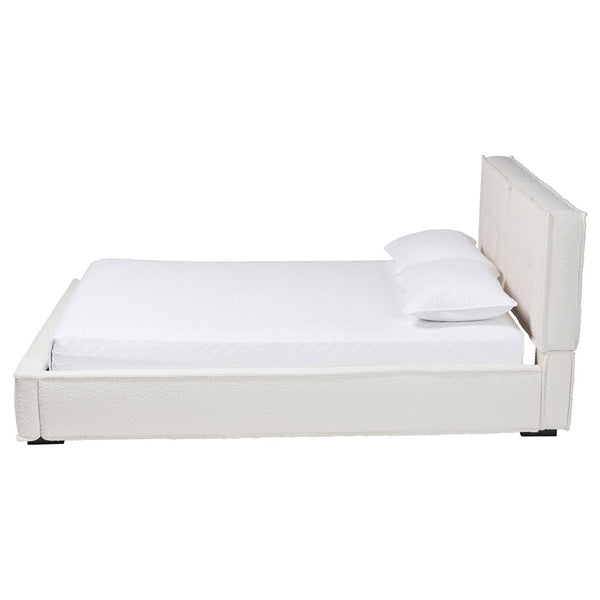 Baxton Studio Baxton Studio Laverick Cream Boucle Queen Platform Bed - Modern Elegance with Tufted Headboard BBT61214-Cream-Queen