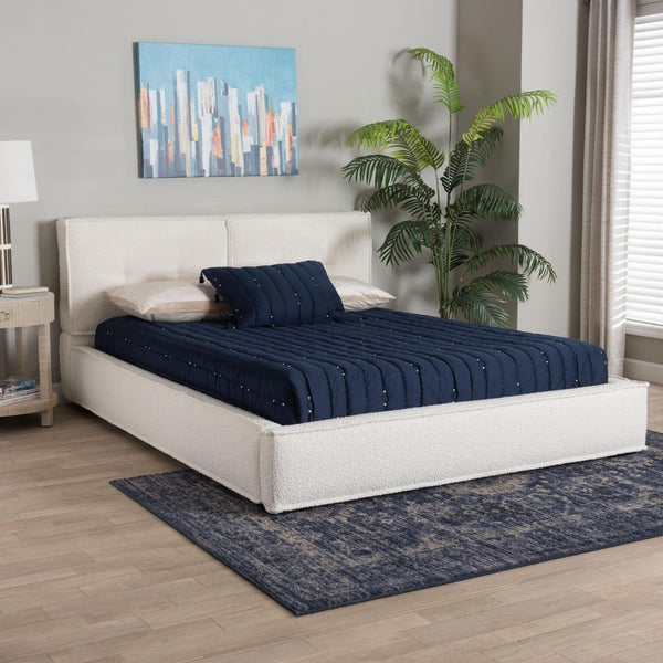 Baxton Studio Baxton Studio Laverick Cream Boucle Queen Platform Bed - Modern Elegance with Tufted Headboard BBT61214-Cream-Queen