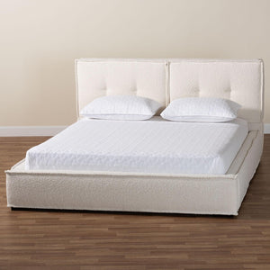 Baxton Studio Baxton Studio Laverick Cream Boucle Queen Platform Bed - Modern Elegance with Tufted Headboard BBT61214-Cream-Queen