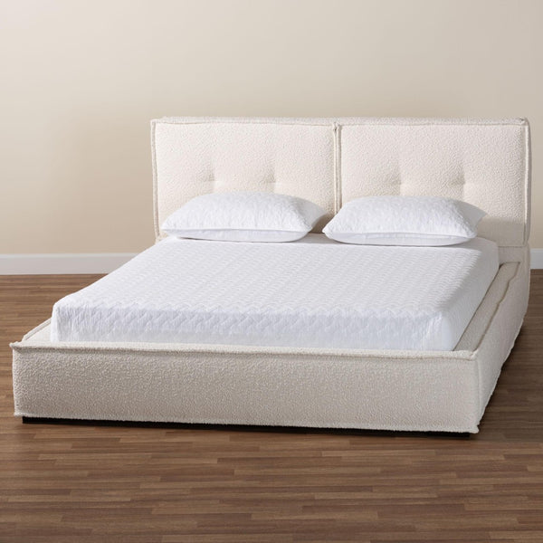 Baxton Studio Baxton Studio Laverick Cream Boucle Queen Platform Bed - Modern Elegance with Tufted Headboard BBT61214-Cream-Queen