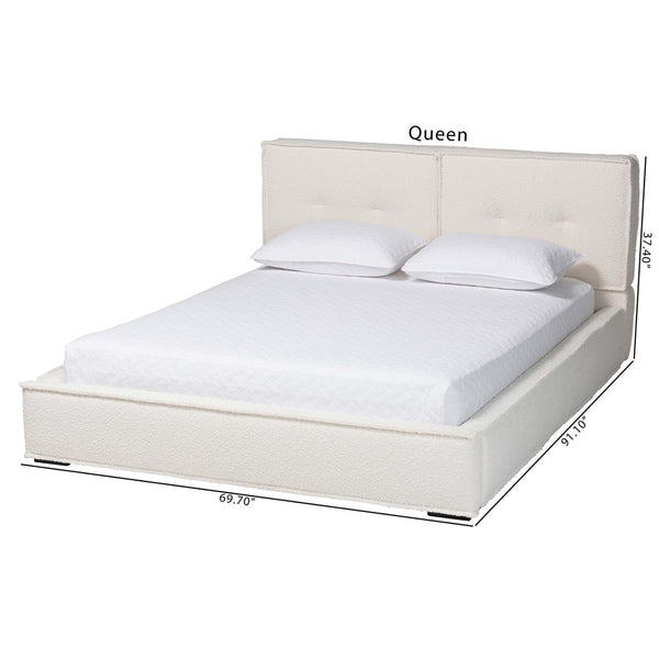 Baxton Studio Baxton Studio Laverick Cream Boucle Queen Platform Bed - Modern Elegance with Tufted Headboard BBT61214-Cream-Queen