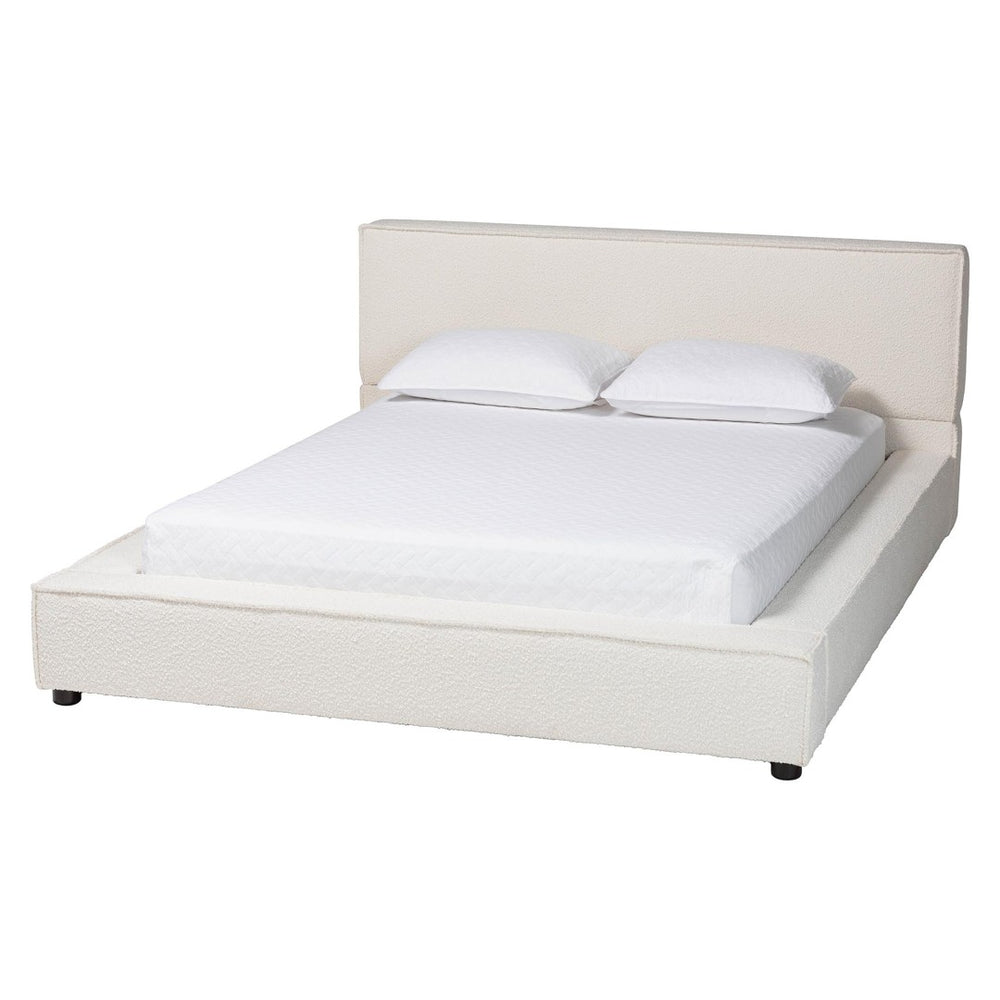 Baxton Studio Baxton Studio Bardia Cream Boucle Queen Platform Bed - Modern Design with Wide Railing & Comfort BBT61216-Cream-Queen