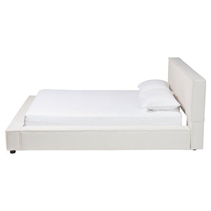 Baxton Studio Baxton Studio Bardia Cream Boucle Queen Platform Bed - Modern Design with Wide Railing & Comfort BBT61216-Cream-Queen
