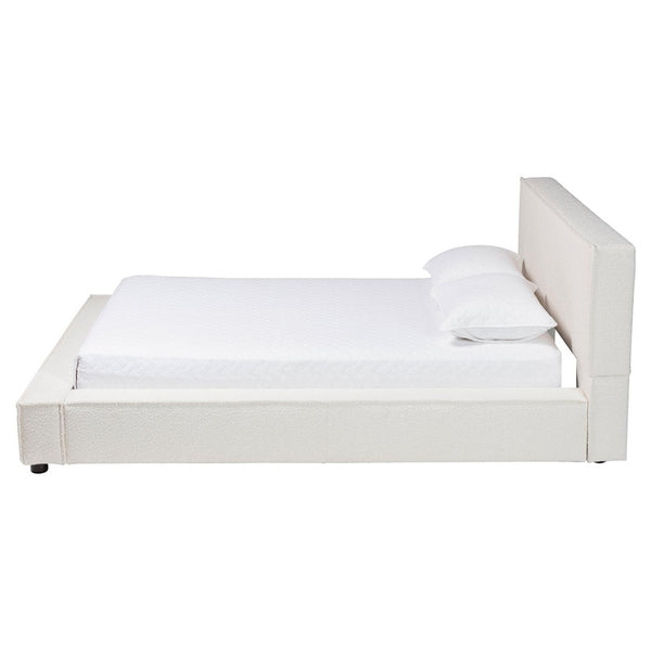 Baxton Studio Baxton Studio Bardia Cream Boucle Queen Platform Bed - Modern Design with Wide Railing & Comfort BBT61216-Cream-Queen