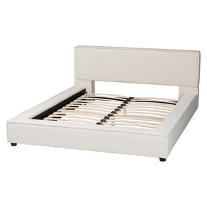 Baxton Studio Baxton Studio Bardia Cream Boucle Queen Platform Bed - Modern Design with Wide Railing & Comfort BBT61216-Cream-Queen